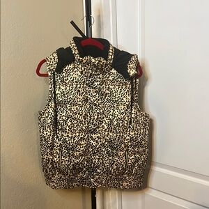Calvin Klein Leopard Print Puffer Vest W/ Hoodie